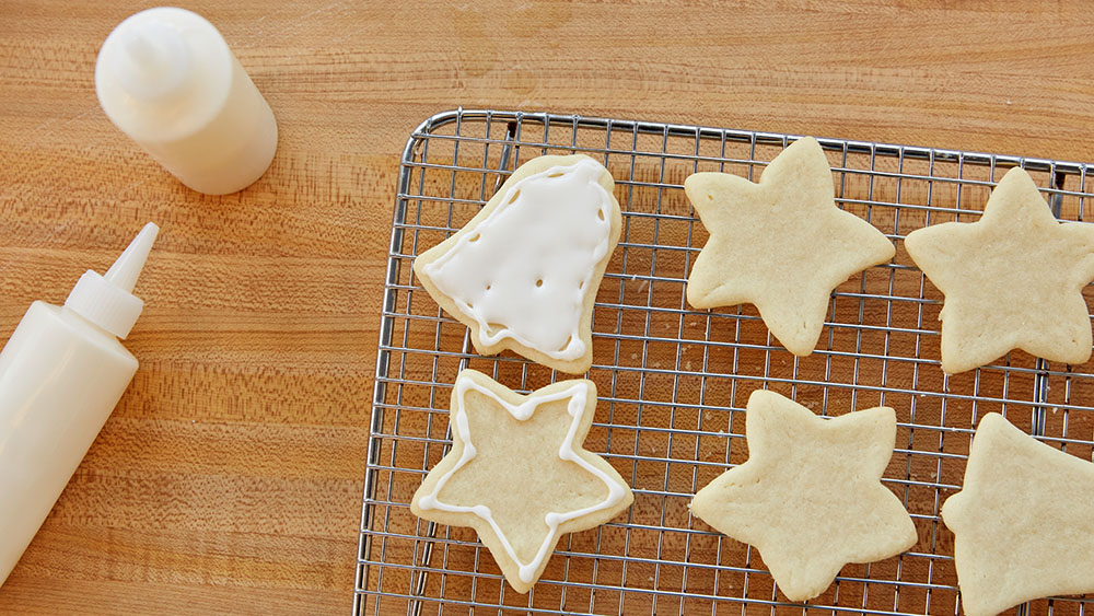Cookies frosted with white frosting