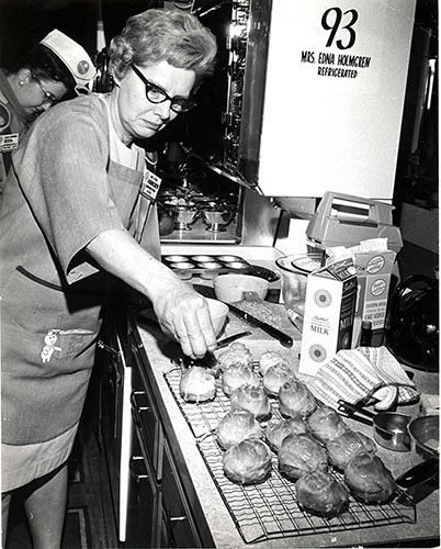Woman baking muffins at the Pillsbury Bake-Off® Contest.
