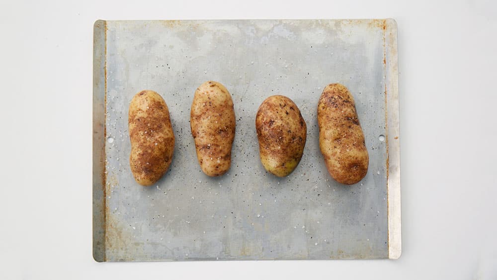 Potatoes on a baking sheet