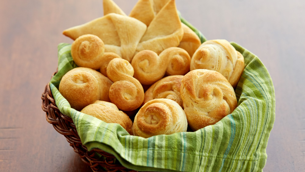 A basket of a variety shaped Crescent Rolls