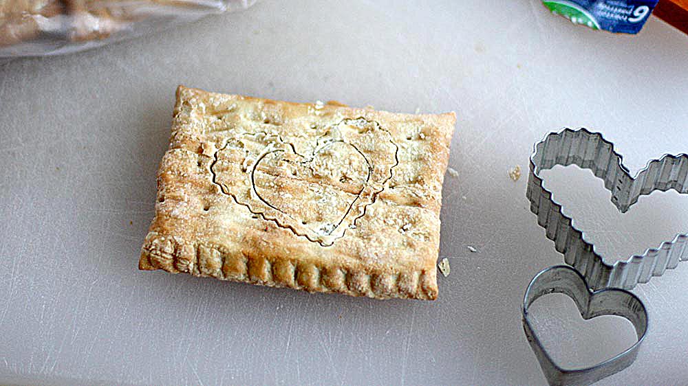 Toaster Strudel with two heart-shaped cookie cutters