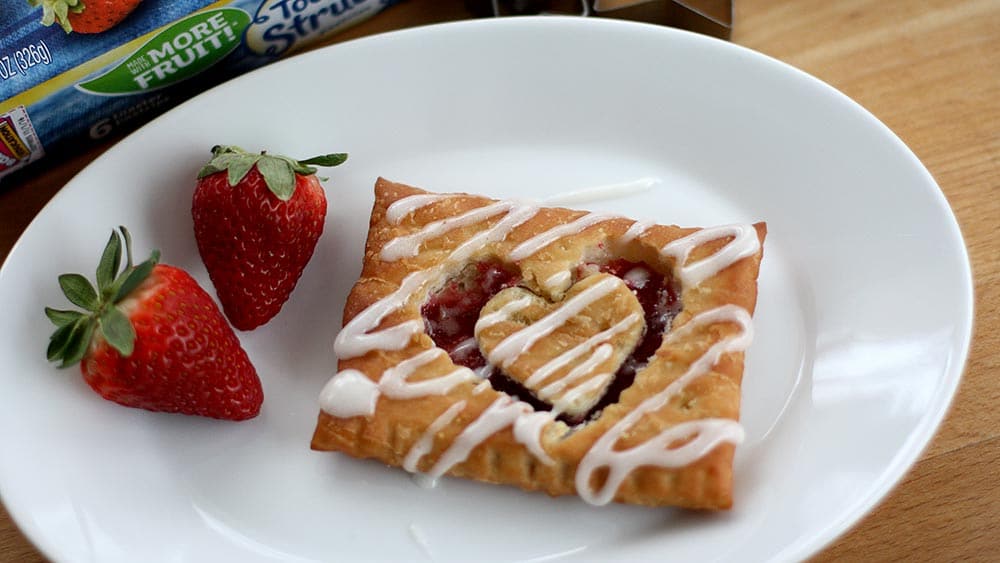 Toaster Strudel with a heart-shape cutout