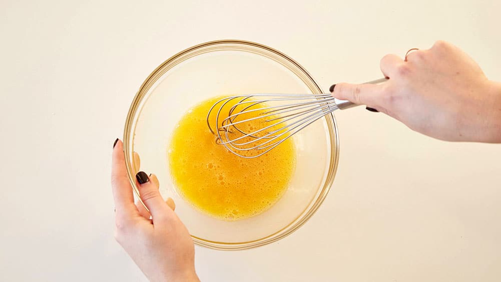 Whisk eggs in a small bowl