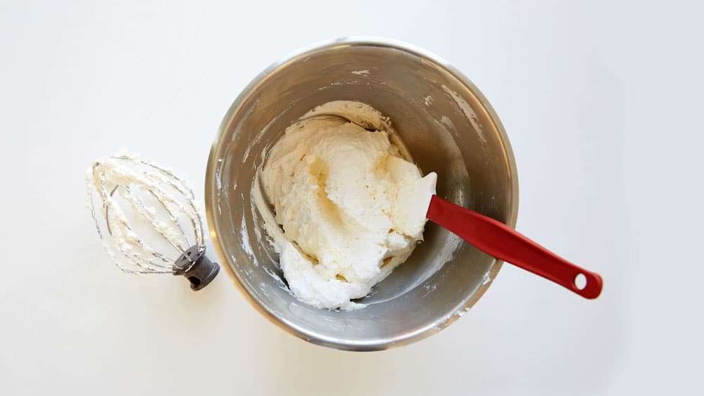 Mixing bowl, whisk attachment, vanilla filling