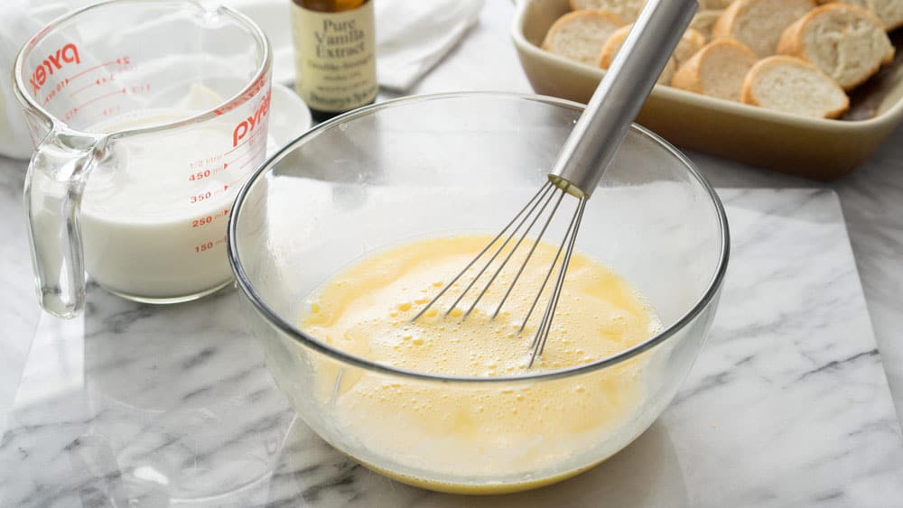 Whisk eggs and milk together