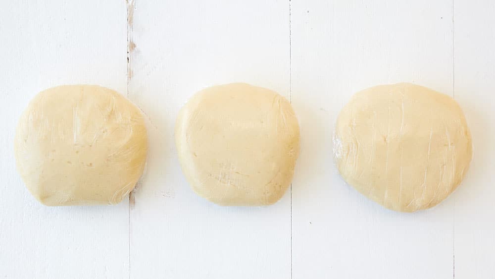 Shape the dough into 3 disks