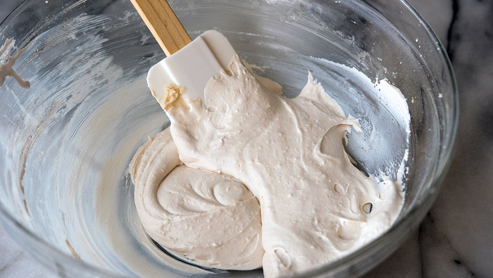 Frosting in a mixing bowl