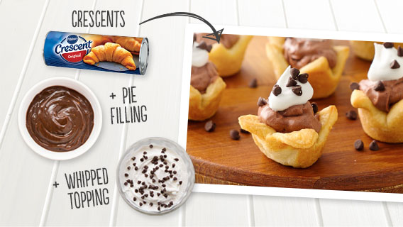 French silk bites, crescents, pie filling, whipped topping
