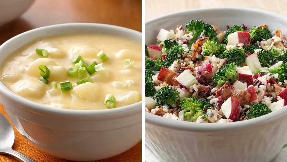 Cheesy Potato Slow-Cooker Soup + Harvest Broccoli Grain Salad