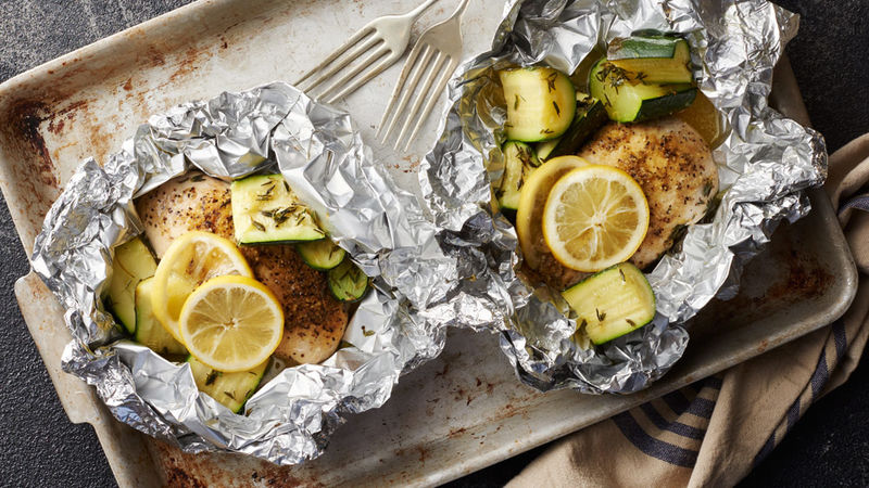 Lemon Chicken and Zucchini Foil Packs