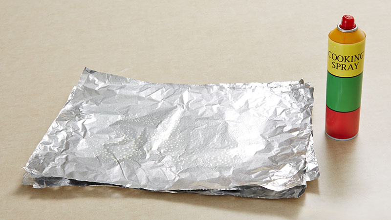 Tin foil and cooking spray