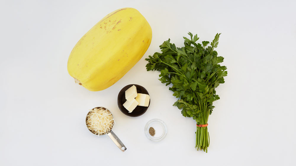 Spaghetti squash, butter, parmesan cheese, parsley