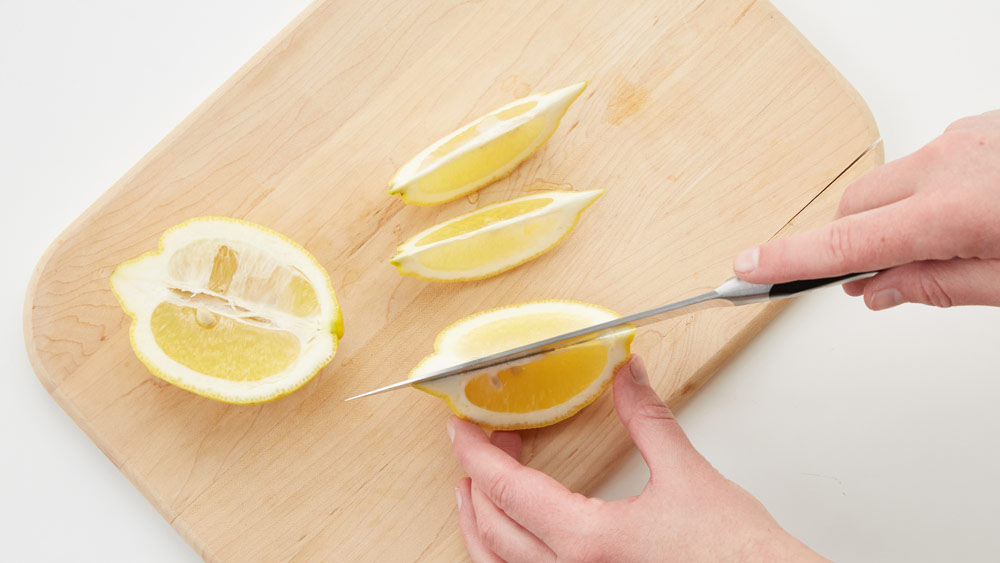 Slice the lemon lengthwise 