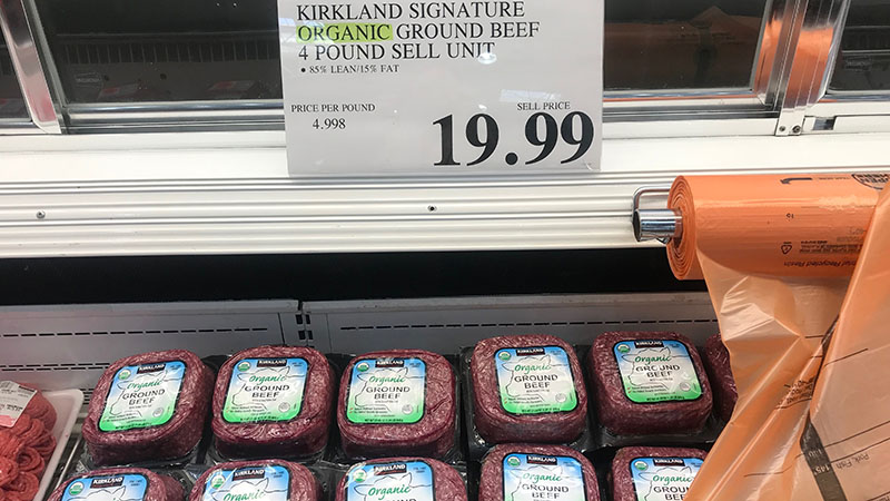 Kirkland Signature Organic Ground Beef, $19.99/4 lbs