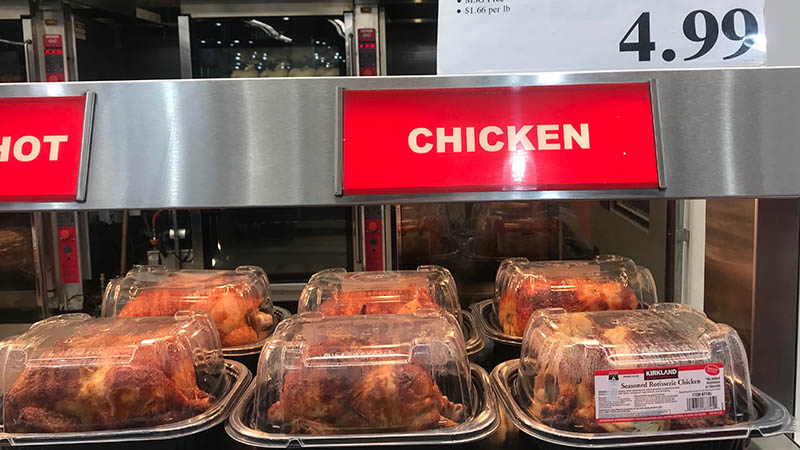 Kirkland Signature Seasoned Rotisserie Chicken, $4.99 each