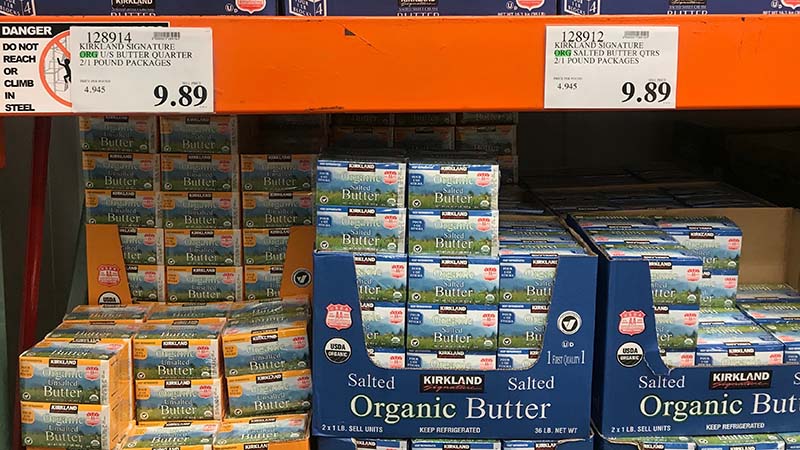 Kirkland Signature Organic Butter Quarters (salted or unsalted), $9.89/2 lbs