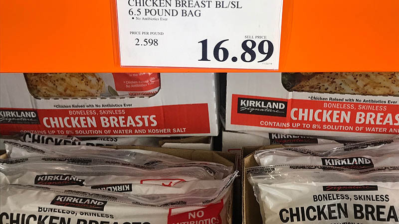 Kirkland Signature Boneless, Skinless Chicken Breasts, $16.89/6.5 lbs