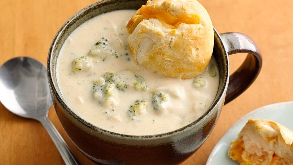 Broccoli Cheese Soup with Cheddar Bobbers