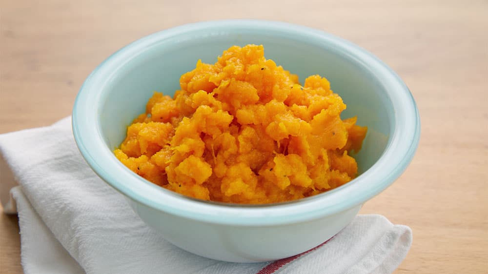 Cooked pumpkin in a bowl