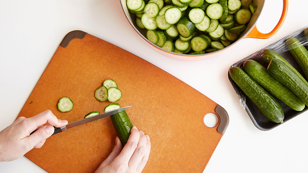 Slice cucumbers