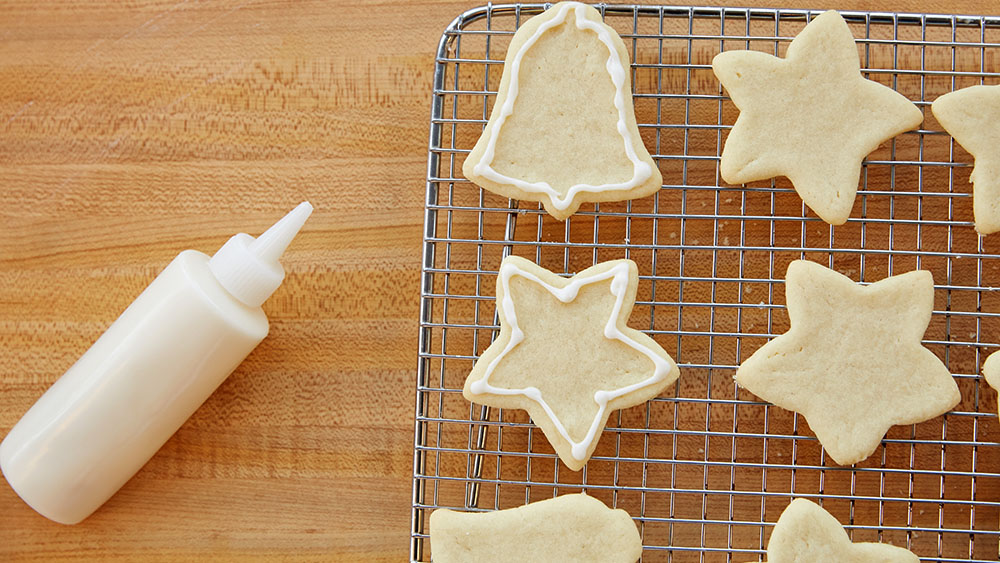 Cookies outlined with white frosting