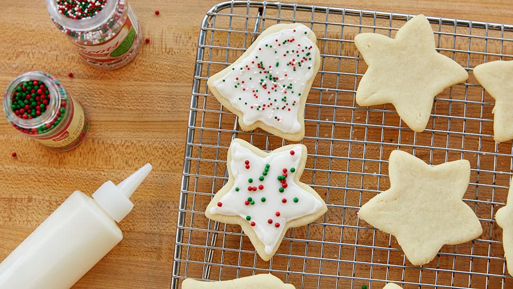 Cookies decorated with frosting and sprinkles