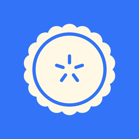 A white and blue circle with a star