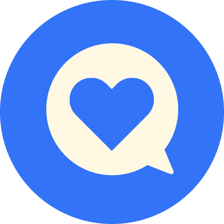 A blue circle with a heart in it